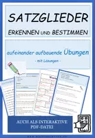 Vorschau - Arbeitsblätter - Deutsch: Satzglieder - auch interaktiv - Deckblatt