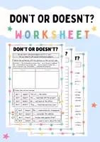Vorschau - Arbeitsblätter - Don't and Doesn't Englisch Verneinung Arbeitsblätter Übungen - Deckblatt