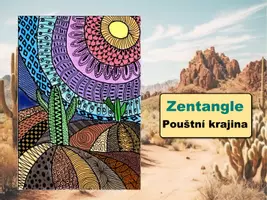 Náhled - umění - krok za krokem: Zentangle pouštní krajina - boční 1