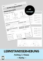 Vorschau - Arbeitsblätter - Kleine Lernstandserhebung Anfang 2. Klasse - Mathe - Deckblatt