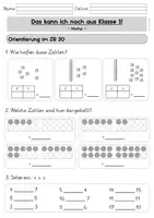 Vorschau - Arbeitsblätter - Kleine Lernstandserhebung Anfang 2. Klasse - Mathe - Seite 1