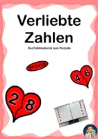Vorschau - Bildkarten - Verliebte Zahlen | Tafelmaterial zum Puzzeln - Deckblatt