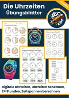 Vorschau - Arbeitsblätter - Uhrzeiten lernen Materialpaket | Zeitspannen, digitale Uhrzeiten, Textaufgaben | Klasse 3-4 - Seite 1