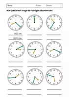 Vorschau - Arbeitsblätter - ⏰ Die Uhr - Uhrzeiten eintragen, Zeitspannen, digitale Uhrzeiten - Seite 3