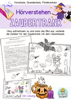 Vorschau - Arbeitsblätter - Halloween Zuhören und Malen, Hörverstehen, kleine Hexe braut einen Zaubertrank - Deckblatt