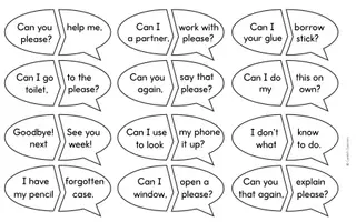 Aperçu - Jeux - Classroom Phrases - Speech Bubbles Puzzles - Page 1