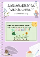 Vorschau - Anderer Materialtyp - Abschiedskarte Kind / SchülerIn - Wachse weiter - Deckblatt
