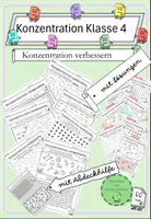 Vorschau - Arbeitsblätter - Konzentration verbessern im 4.Schuljahr, inkl. Lösungen - Deckblatt