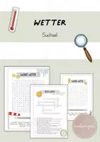 Vorschau - Arbeitsblätter - Wetter: Suchsel/Wortgitter/Kreuzworträtsel - Deckblatt
