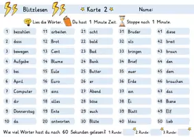 Vorschau - Arbeitsblätter - Blitzlesen | 500 häufige Wörter | Deutsch 1. Klasse | Lesetraining | Lesetempotraining - Seite 2