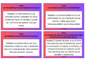 Vista previa - Tarjetas / Manipulativos - TARJETAS "DESMONTANDO MITOS SOBRE SEXUALIDAD" - página 2