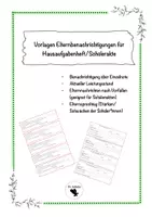 Vorschau - Anderer Materialtyp - Vorlage Elterninformation für Hausaufgabenheft/Akte - Deckblatt