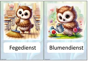 Vorschau - Präsentationen/Tafelbilder - 22 Eulen Klassendienste + Montessori Dienste - Seite 1