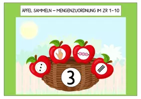 Vorschau - Arbeitsblätter - Äpfel sammeln - Mengenzuordnung ZR 1-10 - Deckblatt