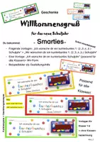 Vorschau - Mal- und Bastelvorlagen - Willkommensgruß für das neue Schuljahr "Smarties" (Geschenke) - Deckblatt
