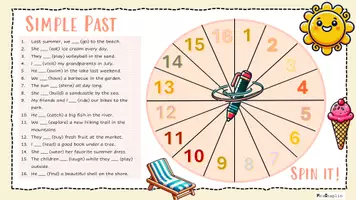Vorschau - Arbeitsblätter - Spin it meets Grammar! Simple Past (Summer) - Seite 1