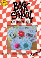 Vorschau - Bildkarten - Erste Schulwoche (Geschenk): Back to school eraser gift - Deckblatt
