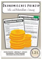 Vorschau - Arbeitsblätter - Das Ökonomische Prinzip - Minimalprinzip und Maximalprinzip (Info- und Arbeitsblatt) - Deckblatt