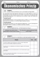 Vorschau - Arbeitsblätter - Das Ökonomische Prinzip - Minimalprinzip und Maximalprinzip (Info- und Arbeitsblatt) - Seite 1