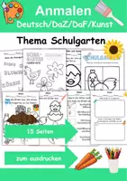 Vorschau - Arbeitsblätter - Schulgarten Anmalen Wortschatz - Deutsch/DaZ/DaF/Kunst - Klasse 1 und 2 - Deckblatt