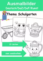 Vorschau - Arbeitsblätter - Ausmalbilder Thema Schulgarten - Grundschule - Bastelvorlagen - Deckblatt