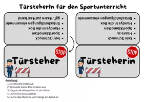 Vorschau - Aufgabenkarten - TürsteherIn Sportunterricht - SchülerInaufgaben vor Beginn des Unterrichts - Seite 1