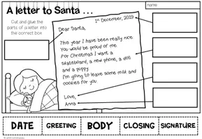 Vorschau - Arbeitsblätter - Letter to Santa - Materialpaket (parts of a letter, Tafelbild, Worksheets, Writing 3fach differenziert) - Seite 2