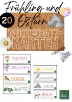 Vorschau - Stationenlernen - 20 Wortschatzkarten Frühling und Ostern - Deckblatt