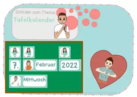 Vorschau - Fördermaterial/Inklusion - Datumsschilder - Tafelkalender - Gebärdensprache - Deckblatt