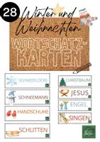 Vorschau - Stationenlernen - 28 Wortschatzkarten Winter und Weihnachten - Deckblatt
