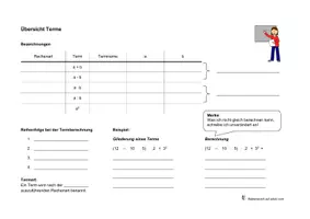 Vorschau - Arbeitsblätter - Übersicht Terme - Termbezeichnungen - Terme strukturieren / gliedern und berechnen - editierbar - Seite 1