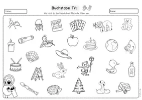 Vorschau - Unterrichtsreihen - Buchstabenheft T, 1.Klasse Deutsch Buchstaben schreiben, lesen Buchstabeneinführung - Seite 1
