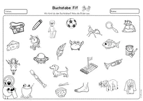 Vorschau - Unterrichtsreihen - Buchstabenheft F Klasse 1, DaZ, Buchstaben, Arbeitsblätter Buchstabeneinführung - Seite 1