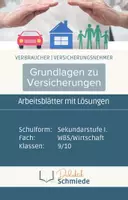 Vorschau - Arbeitsblätter - Versicherungen | Grundlagen | Arbeitsblätter mit Lösungen | WBS | Wirtschaft - Deckblatt