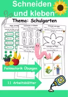 Vorschau - Arbeitsblätter - Ausschneiden und kleben Schulgarten - Wortschatz basteln Feinmotorik (Grundschule) - Deckblatt