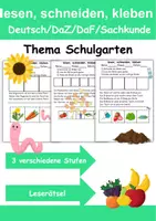 Vorschau - Mal- und Bastelvorlagen - Schulgarten Leserätsel - Lesen, schneiden, kleben - DaZ/DaF, Deutsch, Sachunterricht - Deckblatt