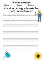 Vorschau - Arbeitsblätter - Schulgarten Wörter und Sätze schreiben und Silben DaZ/DaF, deutsch - Seite 1