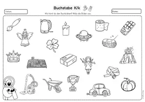 Vorschau - Unterrichtsreihen - Buchstabe K, Buchstabenheft Klasse 1, DaZ, Buchstabeneinführung - Seite 1