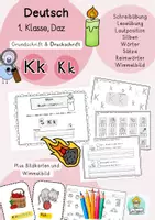 Vorschau - Unterrichtsreihen - Buchstabe K, Buchstabenheft Klasse 1, DaZ, Buchstabeneinführung - Deckblatt