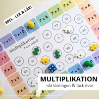 förhandsvisning - Mattespel - slå tärningen och täck över (multiplikation) - försättsblad