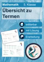 Vorschau - Arbeitsblätter - Übersicht Terme - Termbezeichnungen - Terme strukturieren / gliedern und berechnen - editierbar - Deckblatt