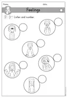 Vorschau - Arbeitsblätter - Feelings Gefühle Arbeitsblatt differenziert - Listen and number - Englisch - Seite 2
