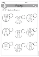Vorschau - Arbeitsblätter - Feelings Gefühle Arbeitsblatt differenziert - Listen and number - Englisch - Seite 3