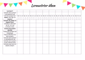 Vorschau - Arbeitsblätter - Lernwörter üben Tabelle DinA3 - Deckblatt