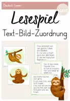 Vorschau - Spiele - Lesespiel "Faultier" - Text-Bild-Zuordnung (differenziert) - Deckblatt