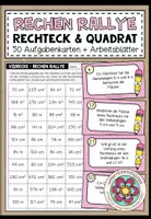 Vorschau - Arbeitsblätter - RECHEN RALLYE (Rechteck & Quadrat) - 50 Kärtchen + Arbeitsblätter - Deckblatt