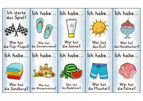 Vorschau - Spiele - Ich habe wer hat | Lesespiel | Sommer | Deutsch 1. Klasse - Seite 1