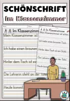 Vorschau - Arbeitsblätter - Schönschrift Erstklasslineatur "Im klassenzimmer" - DaZ Alphabetisierung - Deckblatt