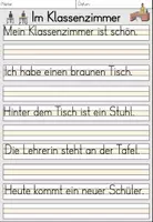Vorschau - Arbeitsblätter - Schönschrift Erstklasslineatur "Im klassenzimmer" - DaZ Alphabetisierung - Seite 1
