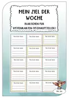 Vorschau - Aufgabenkarten - Mein Ziel der Woche - Kärtchen für Visitenkartenaufsteller - Deckblatt